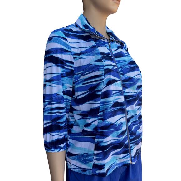 Chico's Zenergy 3 XL 16 Travel 2 Piece Set Blue Wave Jacket Capri Cargo Pants - Picture 11 of 13